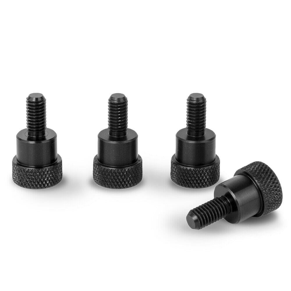 BLACK M5 x 10mm L-20mm Shoulder Knurled Thumb Screws - Set of 4